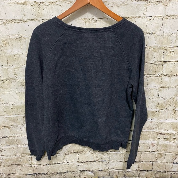 American Eagle Soft LS Scoop Neck Dark Gray Sweatshirt Sequin Penguin - Picture 3 of 5